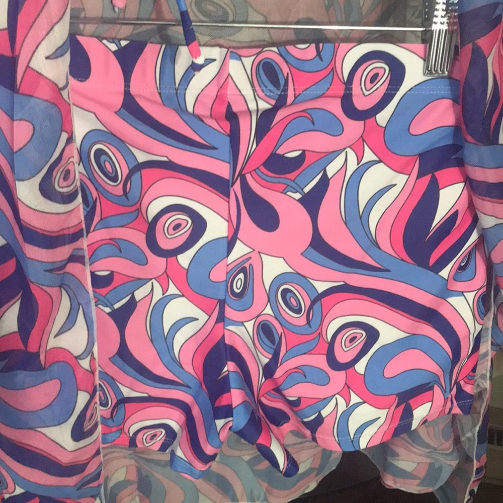 Groovy Swirl 3 Piece Swim Shorts, Bikini Top, Kimono - Picture 3 of 3